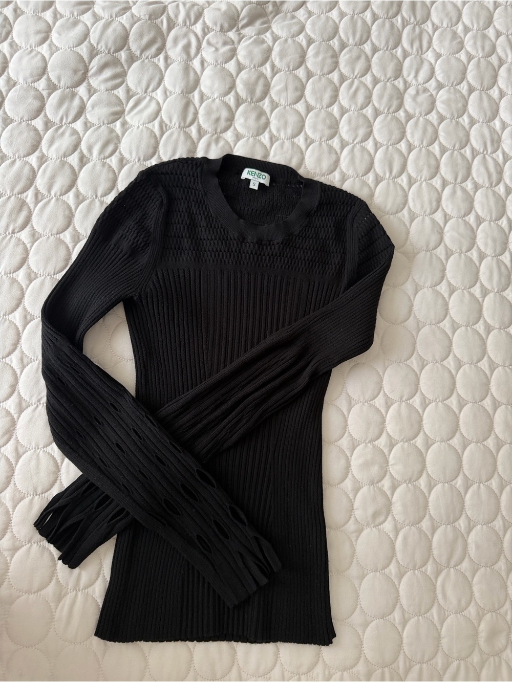 Kenzo Black Ribbed Long-Sleeve Knit Top